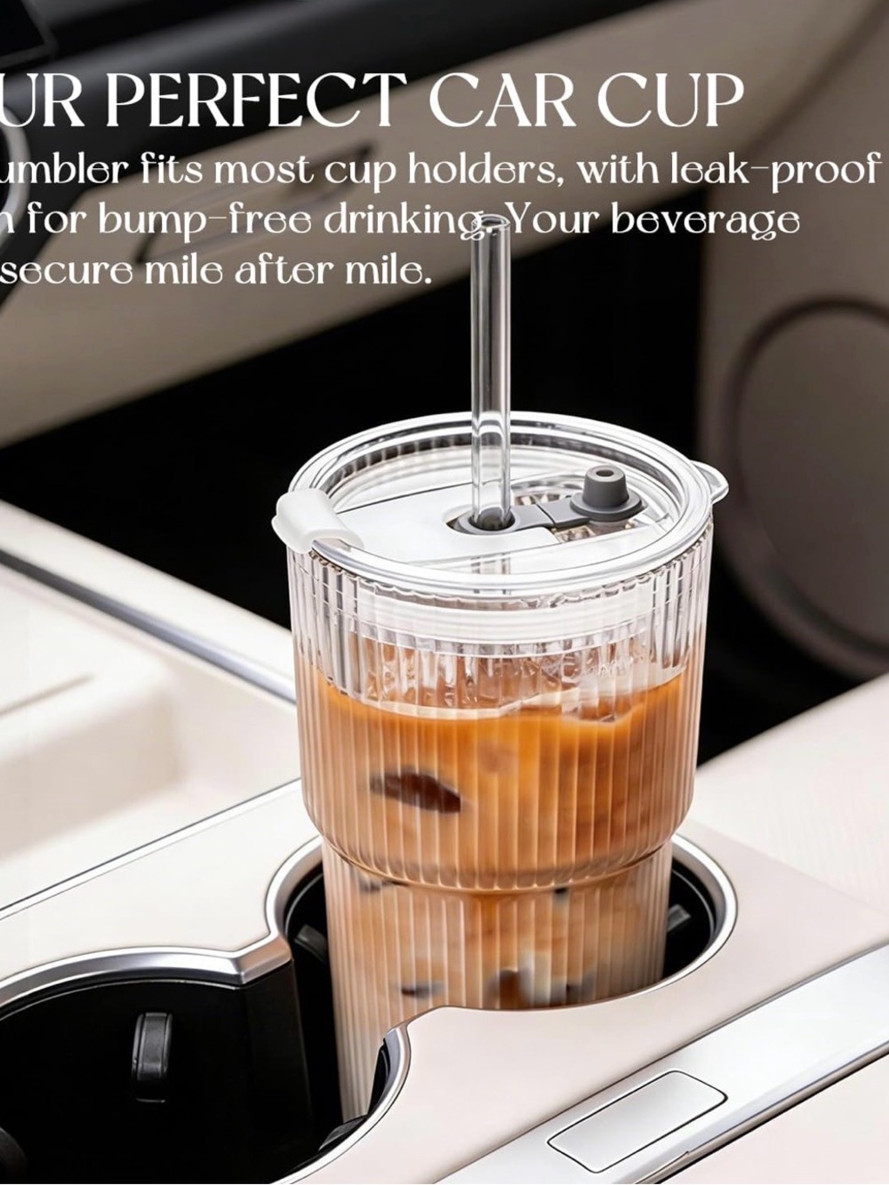20oz Modern Clear Ribbed Durable Glass Tumblers with Lids & Straws